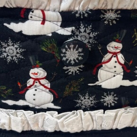 Handmade Winter Fabric Button Closure Cotton Tote Handbag w/Eyeglass Case NEW - Picture 6 of 12